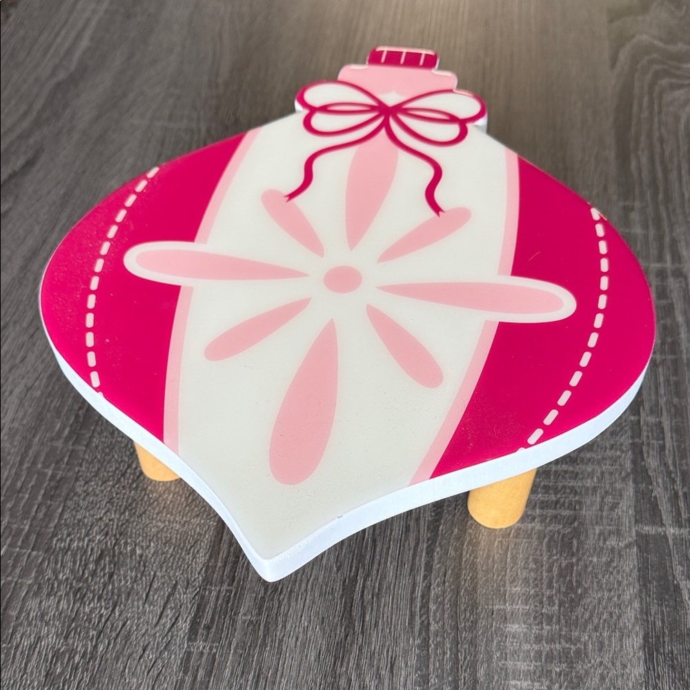 Pink Decorative Holiday Ornament Footed Stand - Home Holiday